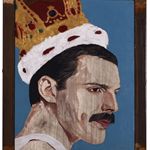 郑维 死去的摇滚乐手-Freddie Mercury  木刻和丙烯颜料  44×36cm