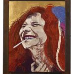 郑维 死去的摇滚乐手-Janis Joplin  木刻和综合材料 44×36cm
