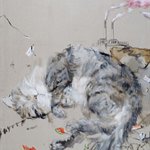 cat 1 2004 180x230cm chalk, acrilic  and oil on canvas