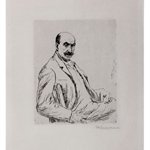 利伯曼 坐在椅子上的自画像 石板 25x20cm 1906 w